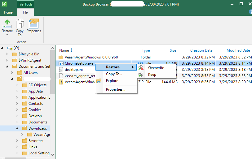 How to Restoring files and folders with Veeam Agent for Microsoft Windows